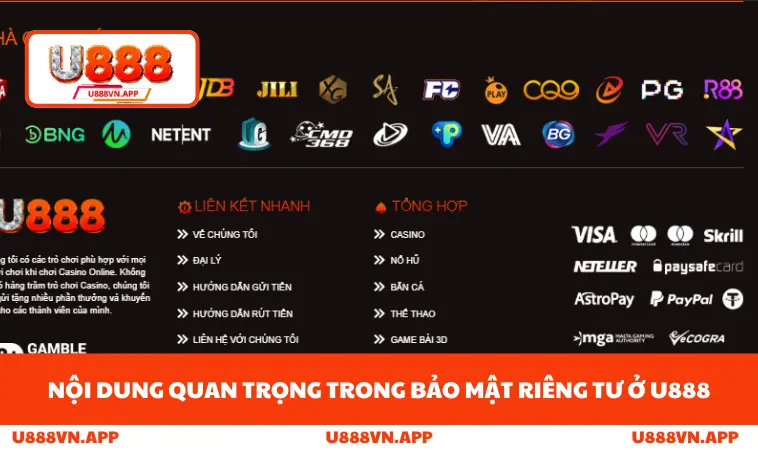 Nội dung quan trọng trong bảo mật riêng tư ở U888